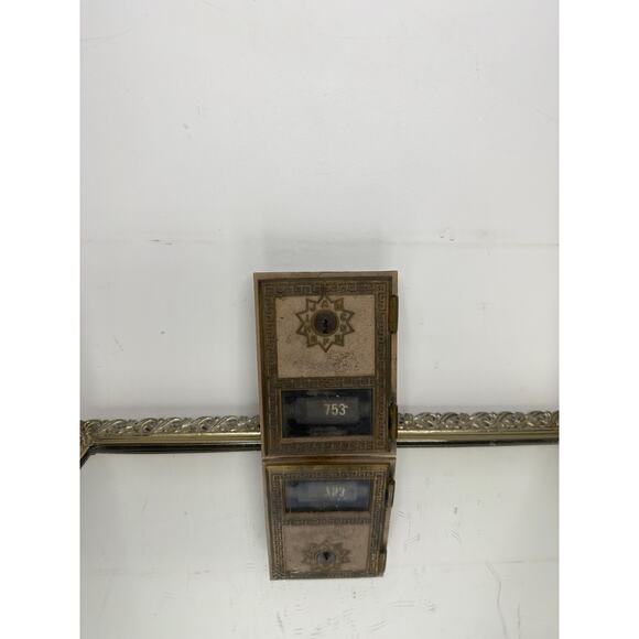 Vintage Brass, Metal & Glass Post Office Box Front, 1975 Door Front w/ Eagle Bra - Picture 7 of 8
